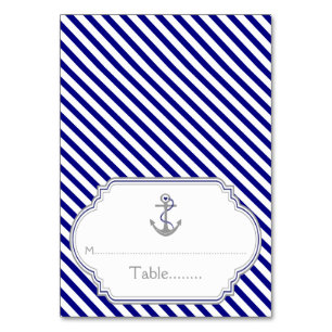 Naby blue anchor nautical wedding escort card