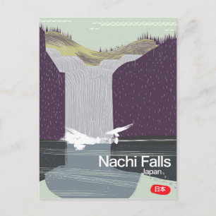 Nachi Falls Japan vintage style travel poster Postcard