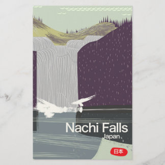 Nachi Falls Japan vintage style travel poster Stationery