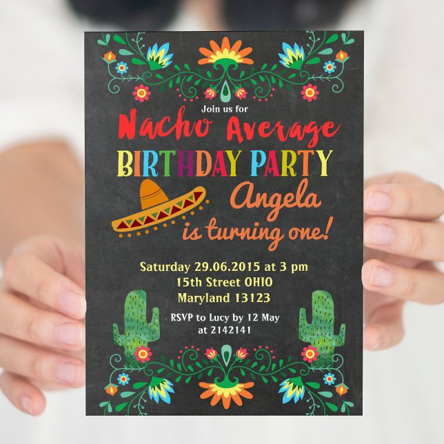 Nacho Average Birthday Party Invitation with photo (Creator Uploaded)