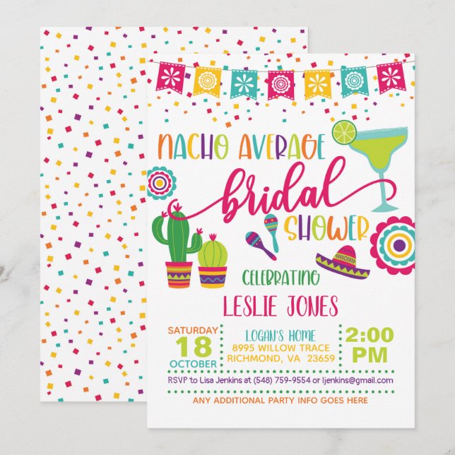 Nacho Average Bridal Shower Invitation - WH (Front/Back)