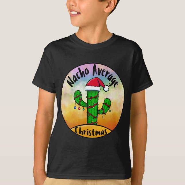 Nacho Average Christmas Tree Cactus Santa Hat and  T-Shirt (Front)