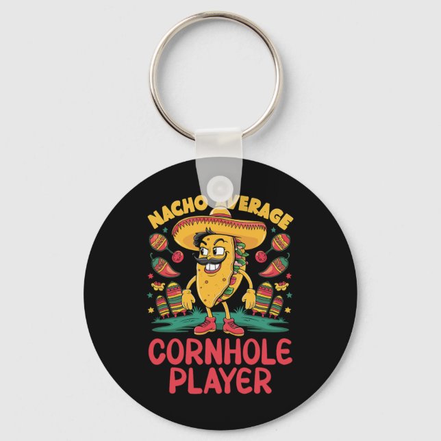 Nacho Average Cornhole Player Cinco De Mayo Mexica Key Ring (Front)