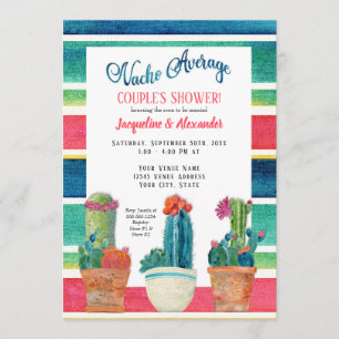 Nacho Average Couples Shower Floral Desert Cactus Invitation