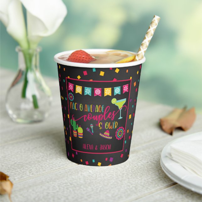 Nacho Average Couples Shower Paper Cup - Blk (Insitu)
