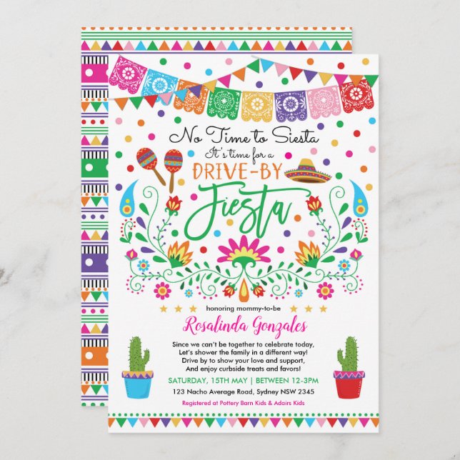 Nacho Average Fiesta Drive Through Baby Shower Invitation (Front/Back)