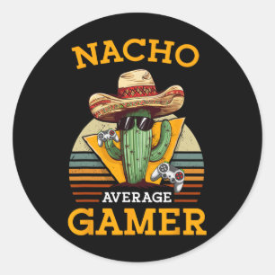 Nacho Average Gamer Video Game Player Funny Vintag Classic Round Sticker