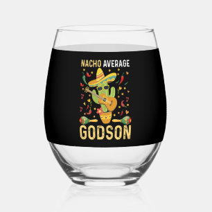 Nacho Average Godson Godchild Boy Cinco de Mayo  Stemless Wine Glass