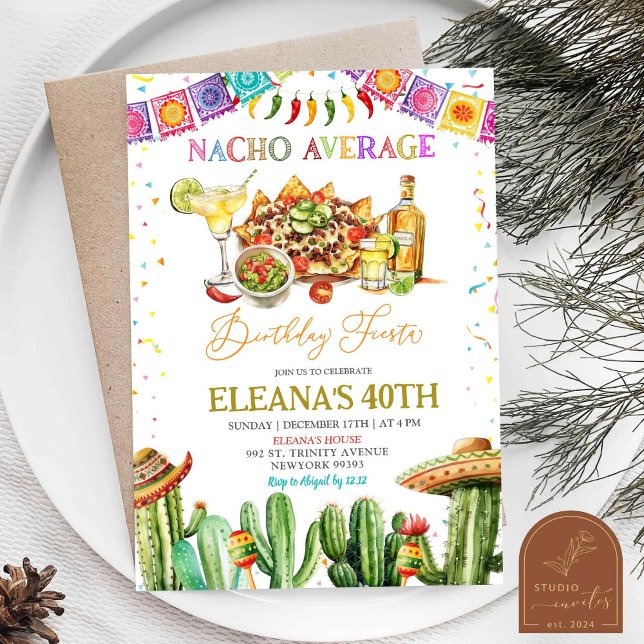 Nacho Average Margaritas Adult Birthday Fiesta Invitation (Creator Uploaded)