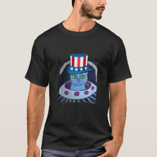 Nacho Average Patriotic Annoyed Space Cat July 4th T-Shirt