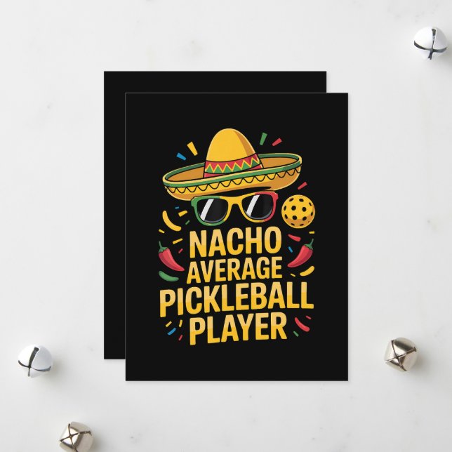 Nacho Average Pickleball Player Holiday Card (Front/Back In Situ)