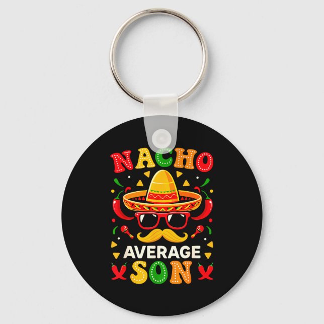 Nacho average son cinco de mayo mexican moustache key ring (Front)