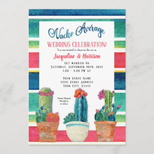 Nacho Average Wedding Fiesta Floral Desert Cactus Invitation