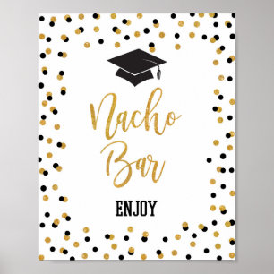 NACHO BAR Graduation Party Sign Black Gold Glitter