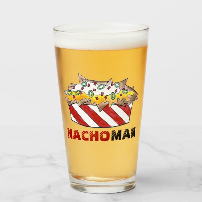 NACHO (MACHO) MAN Cheese Chips Foodie Glass (Front Filled)