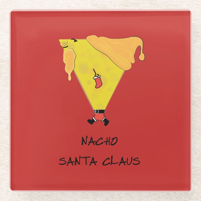 Nacho Santa Claus Glass Coaster (Front)