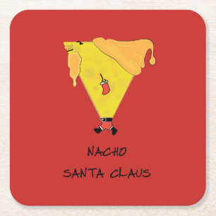 Nacho Santa Claus Square Paper Coaster