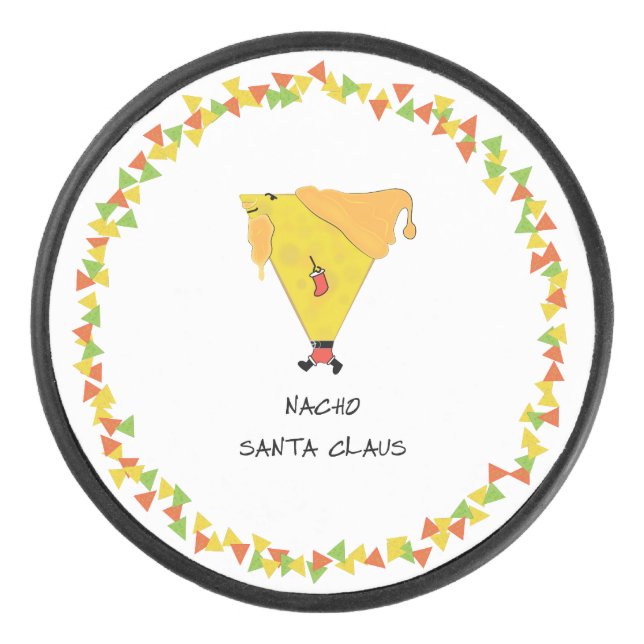 Nacho Santa with Chips Hockey Puck (Front)