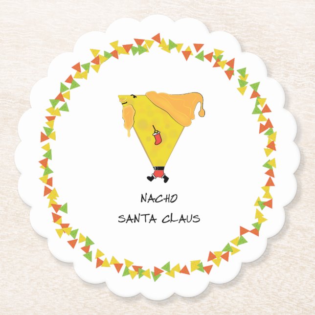 Nacho Santa with Chips Paper Coaster (Front)