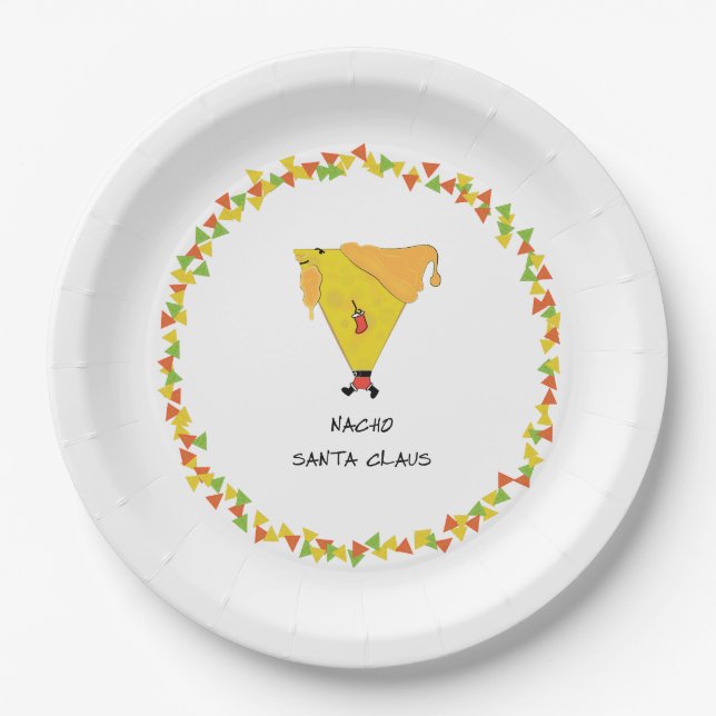 Nacho Santa with Chips Paper Plate (Front)