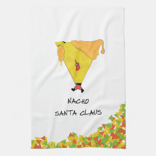 Nacho Santa with Chips Tea Towel