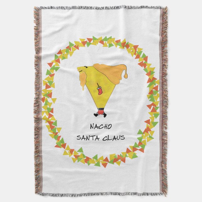 Nacho Santa with Chips Throw Blanket (Front Vertical)