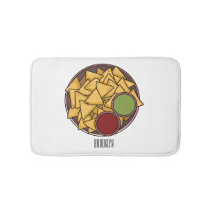 Nachos cartoon illustration bath mat