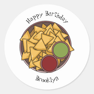 Nachos cartoon illustration  classic round sticker