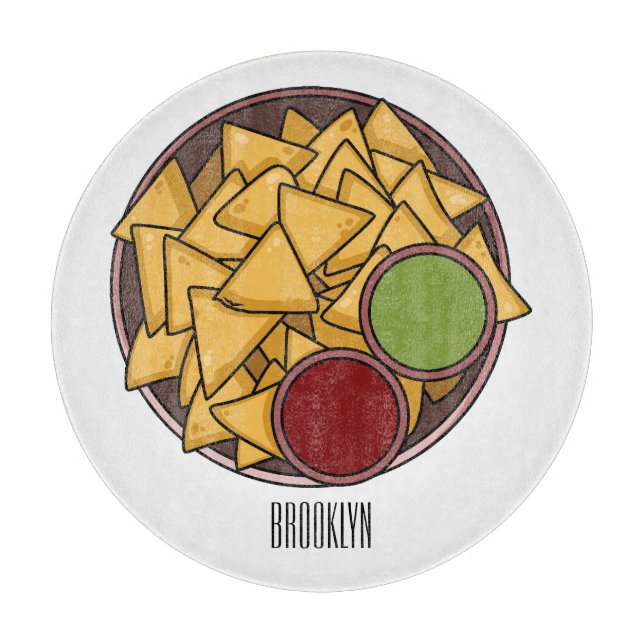 Nachos cartoon illustration  cutting board (Front)