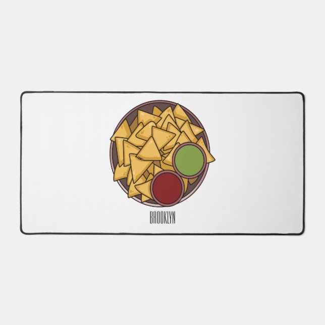Nachos cartoon illustration  desk mat (Front)