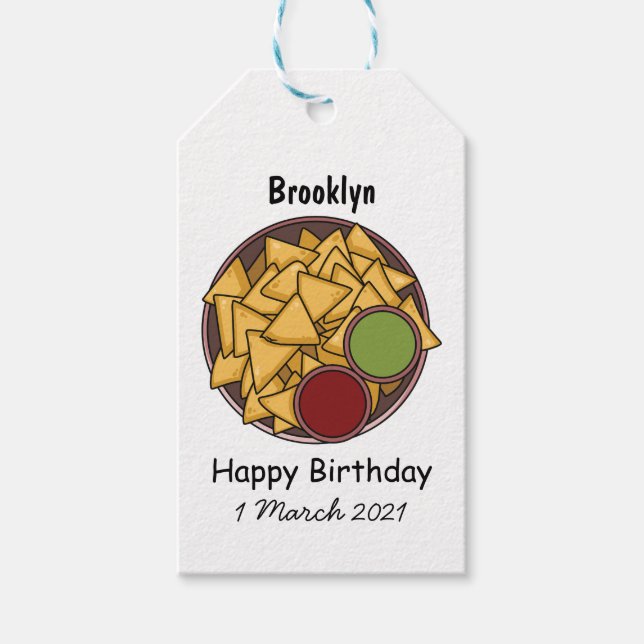 Nachos cartoon illustration gift tags (Front)