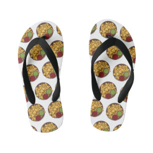Nachos cartoon illustration kid's flip flops