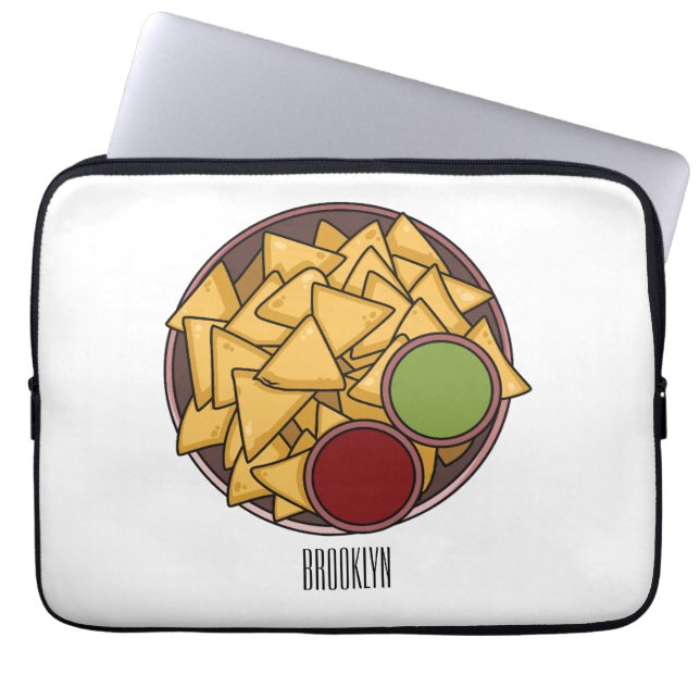 Nachos cartoon illustration  laptop sleeve (Front)