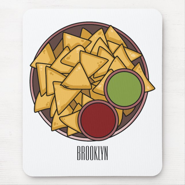 Nachos cartoon illustration  mouse mat (Front)