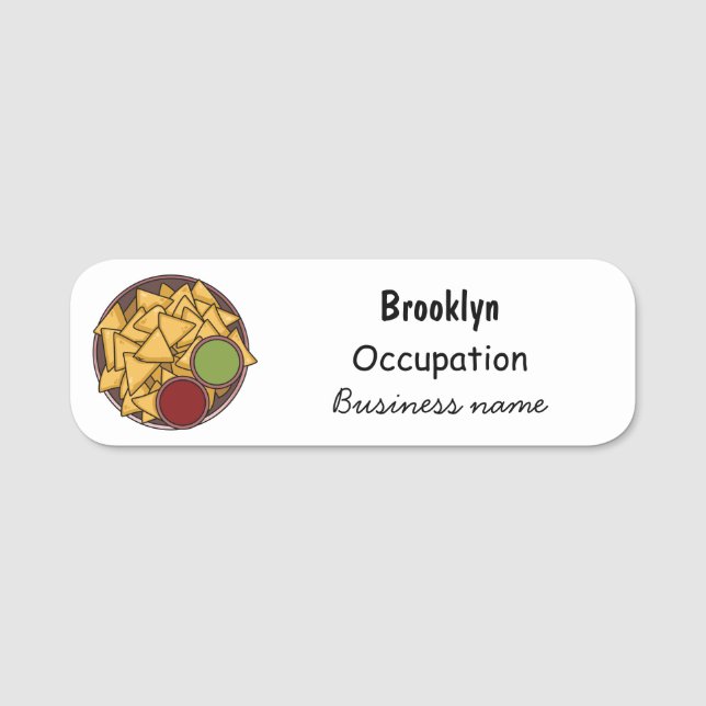 Nachos cartoon illustration  name tag (Front)