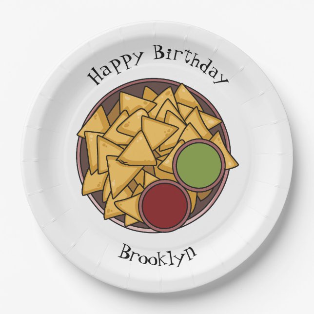Nachos cartoon illustration  paper plate (Front)