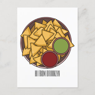 Nachos cartoon illustration  postcard