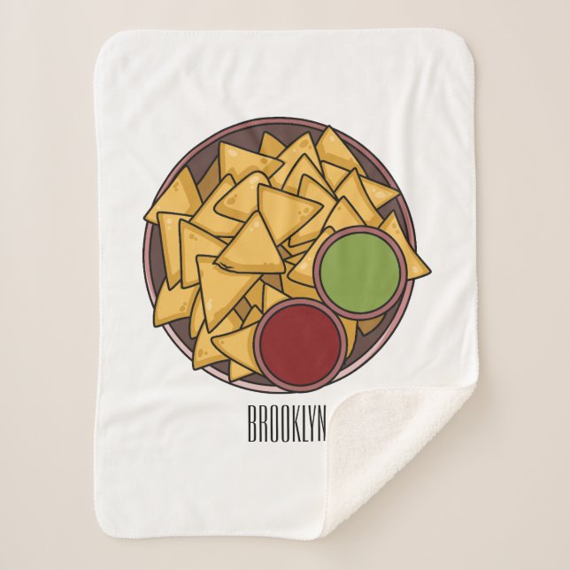 Nachos cartoon illustration sherpa blanket (Front)