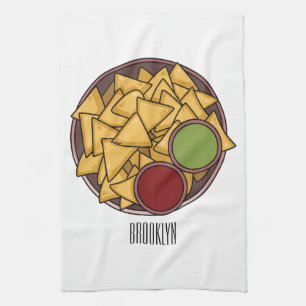 Nachos cartoon illustration  tea towel
