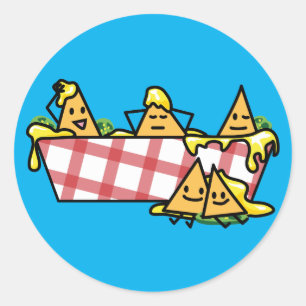 Nachos Melted Cheese Jalapeno Nacho tortilla chips Classic Round Sticker