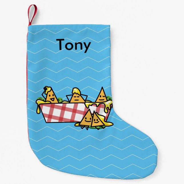 Nachos Melted Cheese Jalapeno Nacho tortilla chips Small Christmas Stocking (Front)