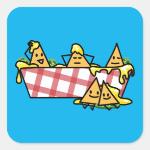 Nachos Melted Cheese Jalapeno Nacho tortilla chips Square Sticker
