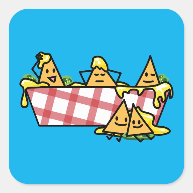 Nachos Melted Cheese Jalapeno Nacho tortilla chips Square Sticker (Front)