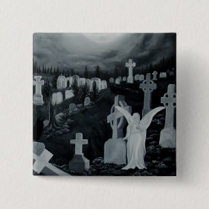 Nachts auf dem Friedhof - Engel 15 Cm Square Badge
