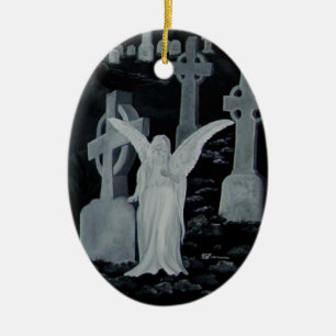 Nachts auf dem Friedhof - Engel Ceramic Tree Decoration