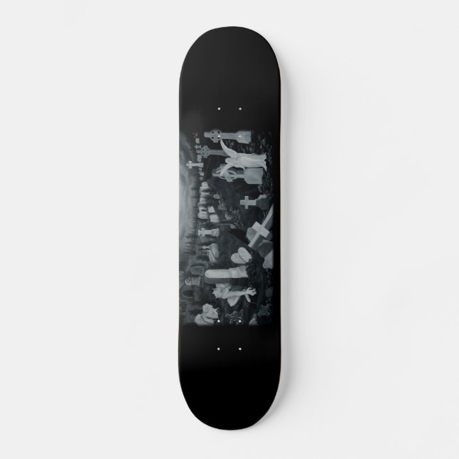 Nachts auf dem Friedhof - Engel mit Teufel Skateboard (Front)