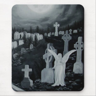Nachts auf dem Friedhof - Engel Mouse Mat
