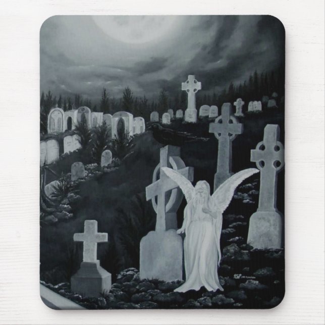 Nachts auf dem Friedhof - Engel Mouse Mat (Front)