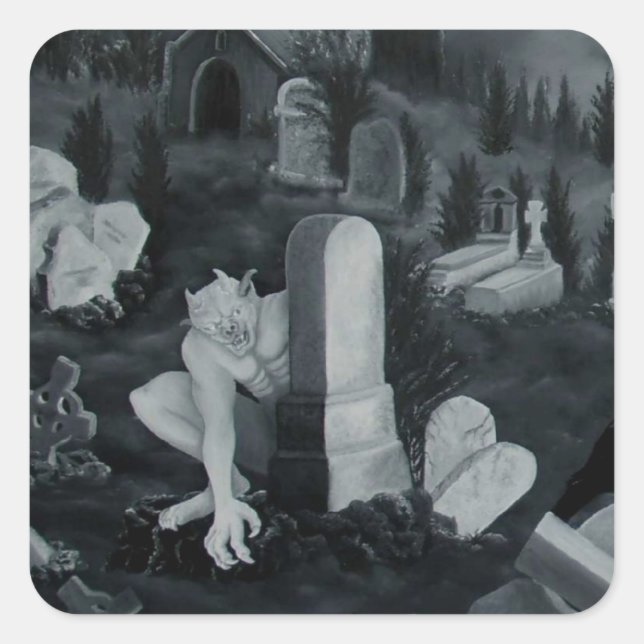 Nachts auf dem Friedhof - Teufel Square Sticker (Front)