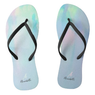 Nacre coastal tropical beautiful cool monogram flip flops